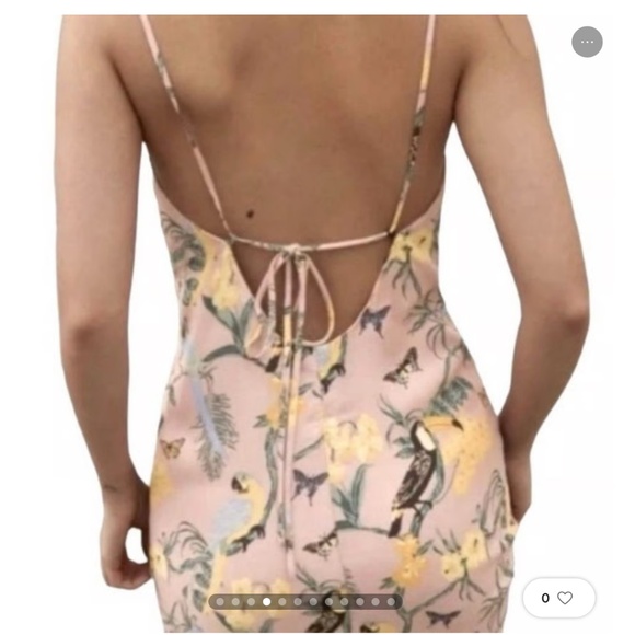 Reformation Midi Chianti Dress Blush Pink Conga Print Birds Floral Open back XS - Picture 2 of 16